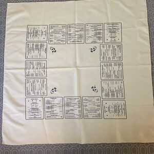 Vintage Bridge Tablecloth w Instructions at each position
